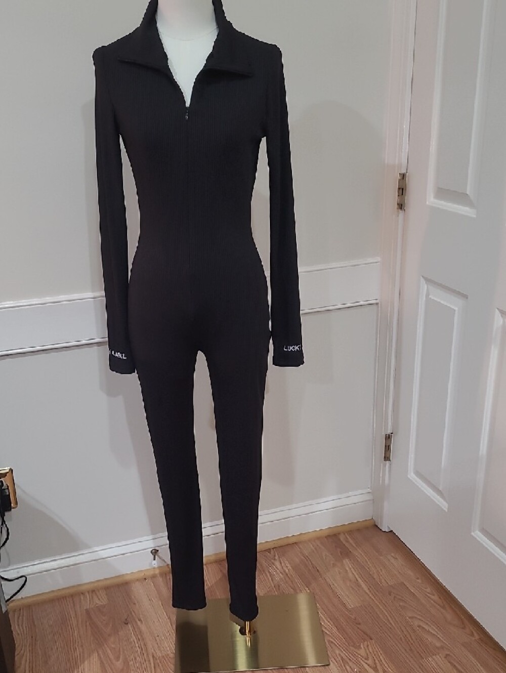 High-Waist Black Slim Fit Women’s Jumpsuit - Picture 2 of 10